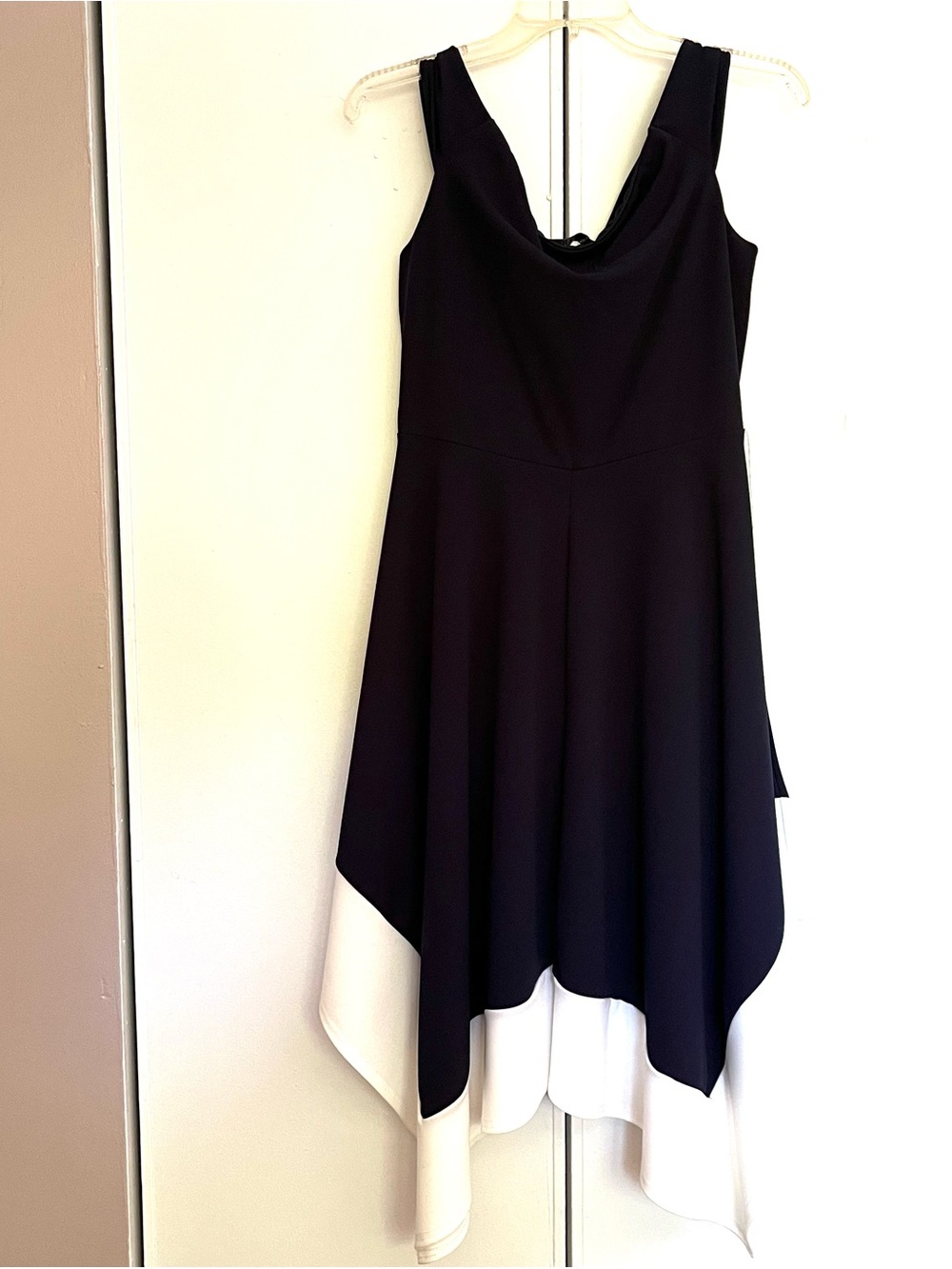 Asymmetrical Black & White Handkerchief Hem Dress